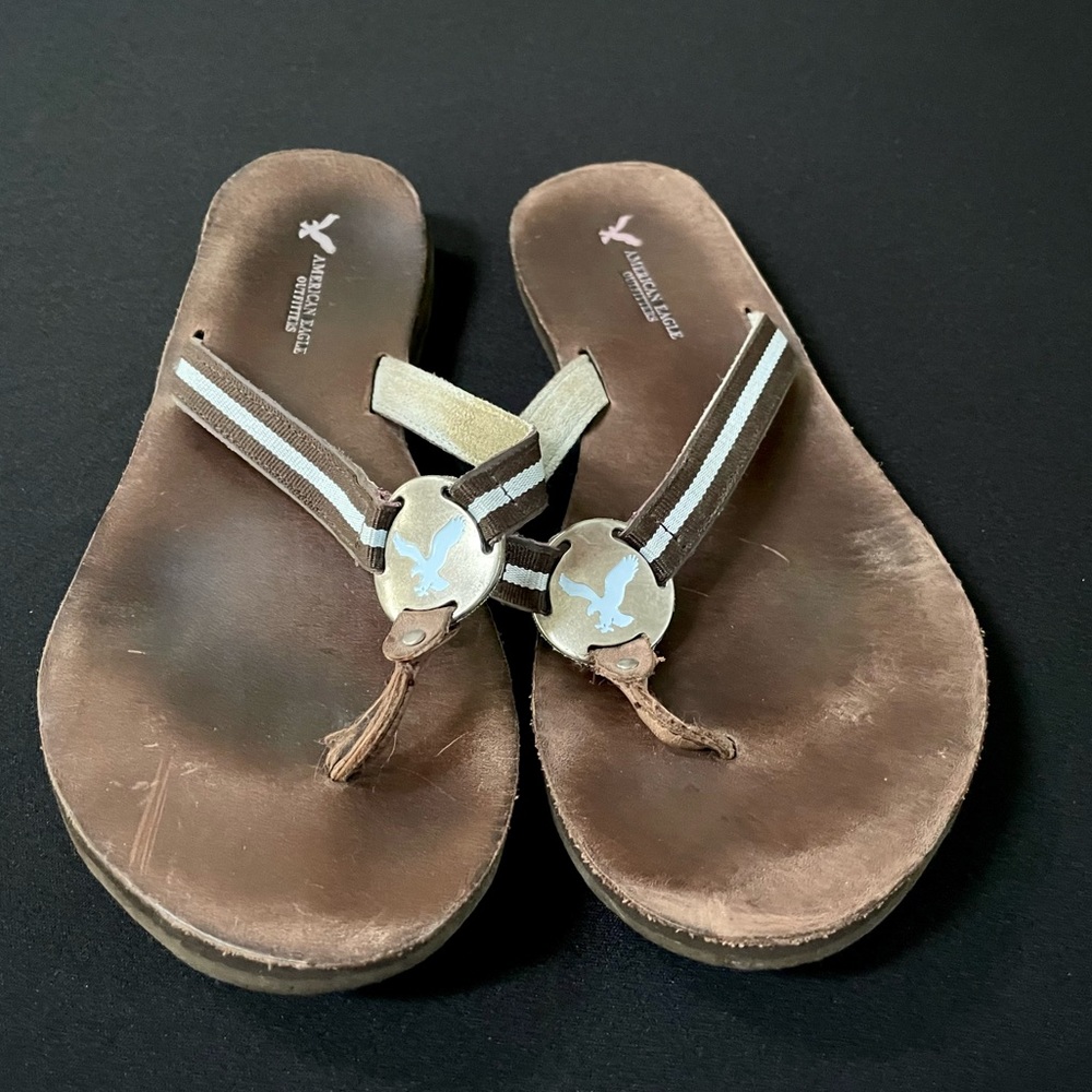 Leather and Canvas American Eagle Flip Flops